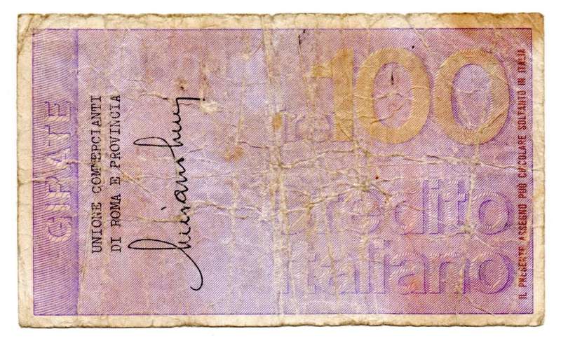 1976 Italy Rome 100 Lire Cheque