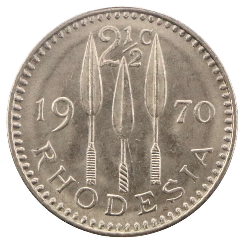 1970 Rhodesia 2 1/2 Cent KM#11