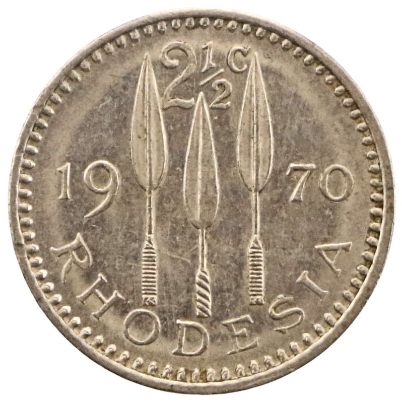 1970 Rhodesia 2 1/2 Cent KM#11