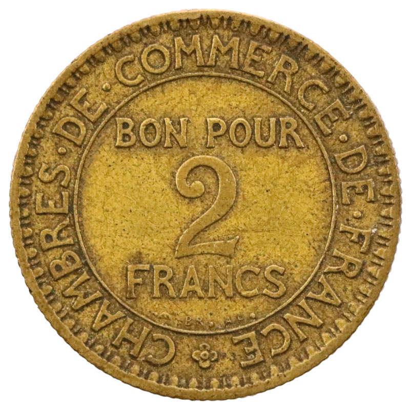 1921 France 2 Franc Chambers of Commerce KM#877