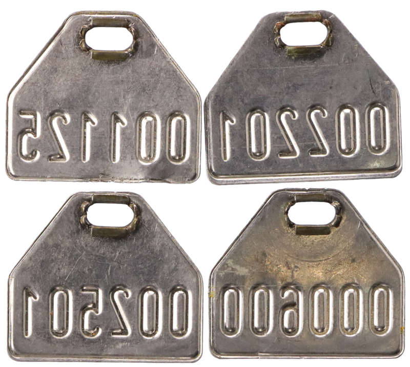 Lot of 4 Vintage Aluminum numbering tags (unknown origin)