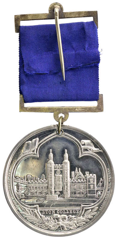 1906 Eton College `For Regular Attendance` White Metal Medal with Ribbon and Box
