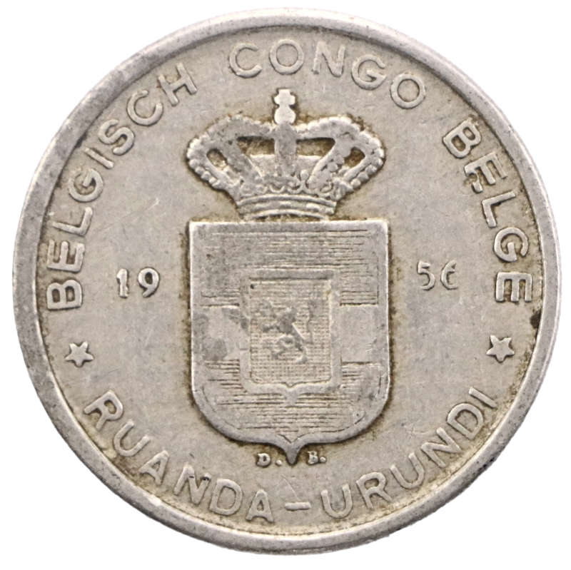 1956 Belgian Congo and Ruanda-Urundi 5 Francs KM#3