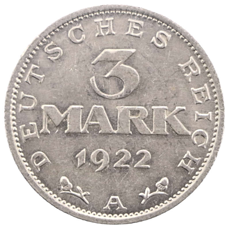 1922-A German Weimar Republic (Berlin) 3 Mark KM#29