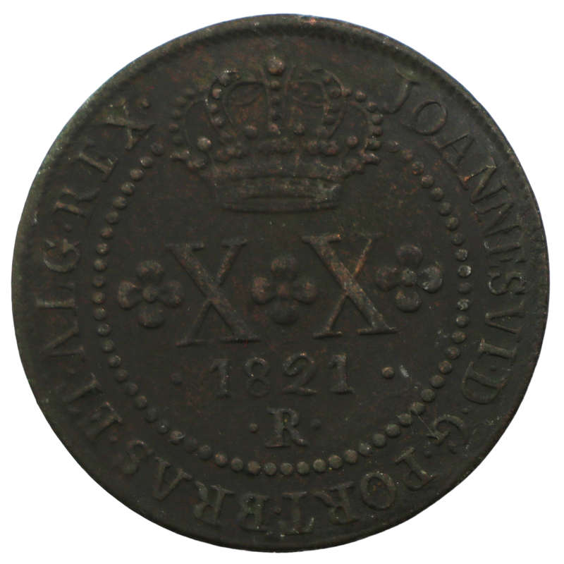 1821-R Brazil 20 Réis KM#316