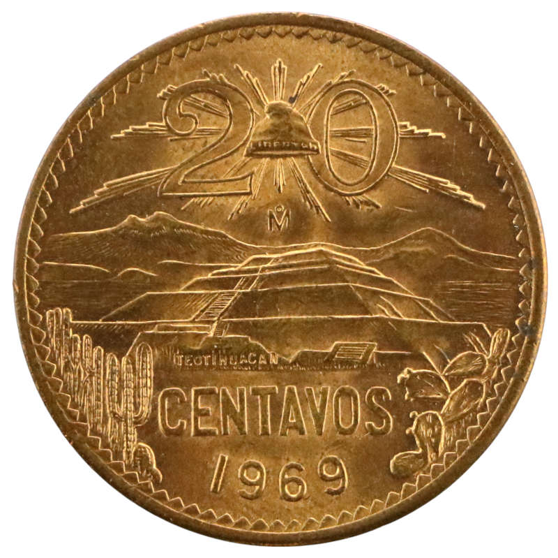 1969 Mexico 20 Centavos KM#440