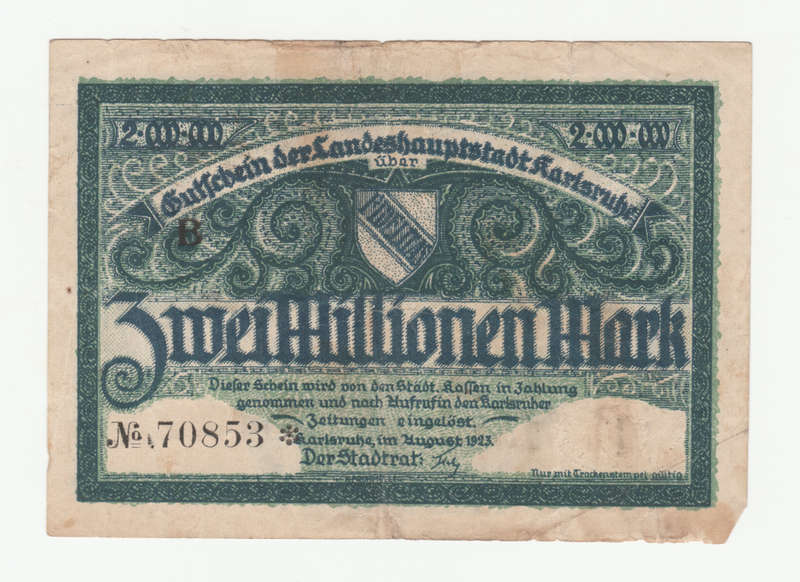 1923 German Landeshaupt Stadt 2 000 000 Mark