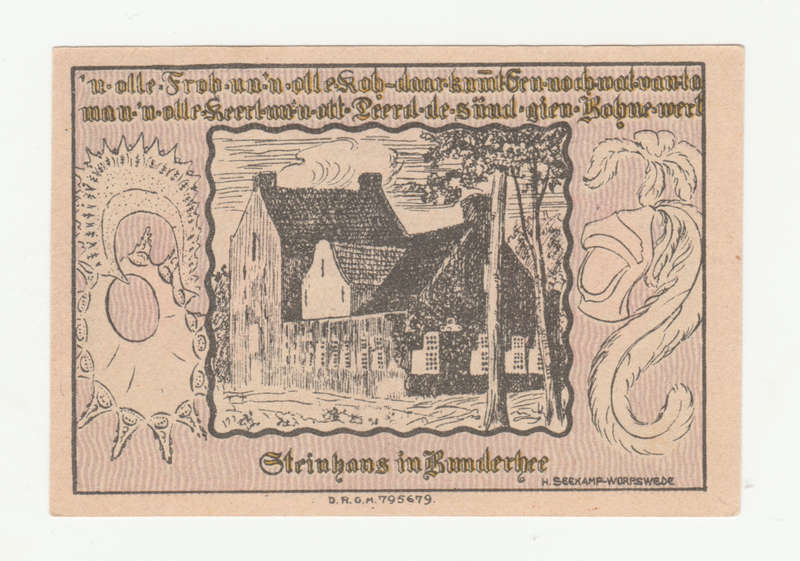 1921 Rare German Weener Sparkasse des Kreises 1 Mark Konto F