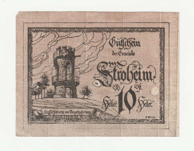 Error 1920 Austria Stroheim O.Ö. Gemeinde 10 Heller - Misscut