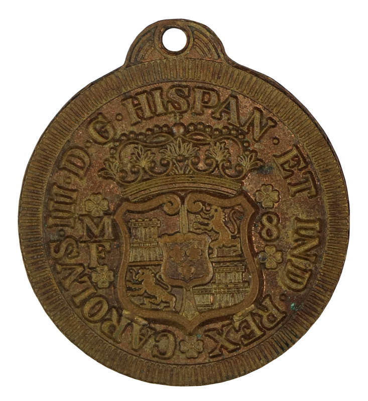 Undated medallion depicting the design of a Spanish 1765 8 Reales
