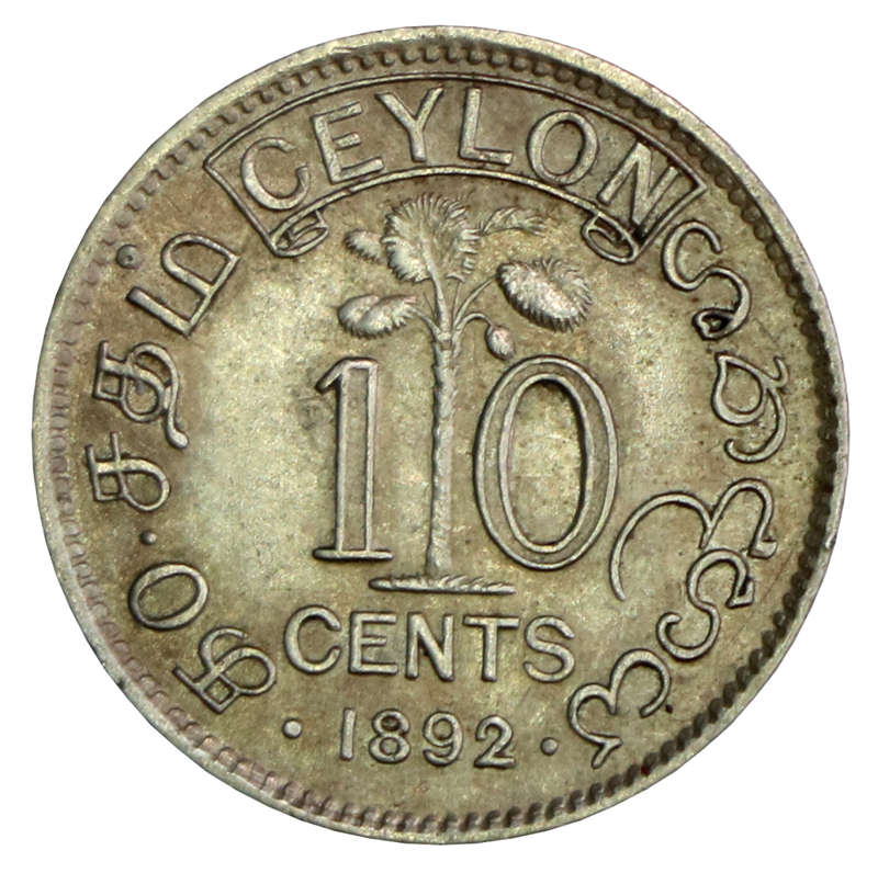 1892 Ceylon (Sri Lanka) 10 Cent