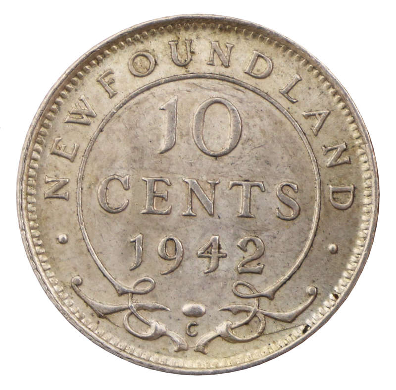 1942 Newfoundland Silver 10 Cent, 292k Mintage