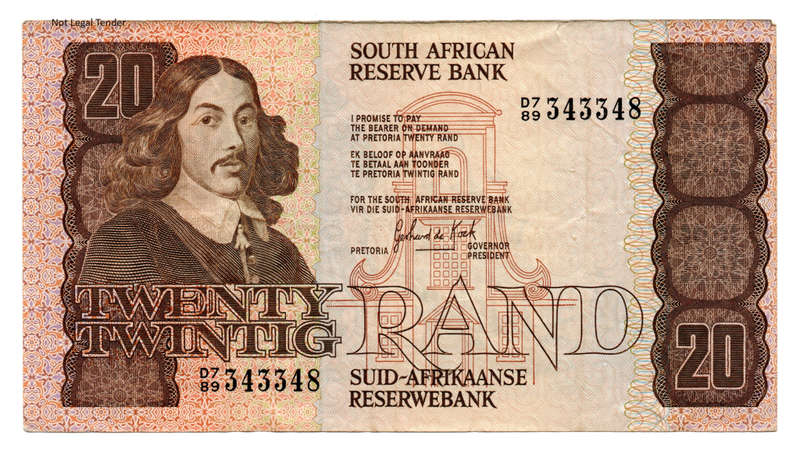 Error 1984 South Africa GPC De Kock Type 6 Third Issue R20 Off centre cut