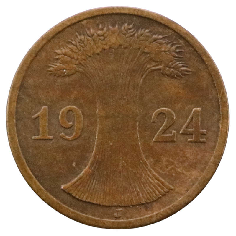 1924-J German Weimar Republic 2 Rentenpfennig
