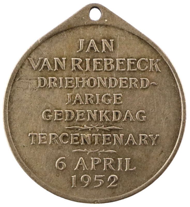1952 South Africa van Riebeeck Tercentenary Copper Nickel Medallion