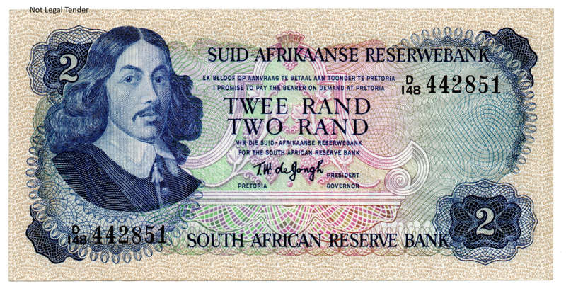 1976 South Africa Type 6 TW De Jongh Third Issue R2