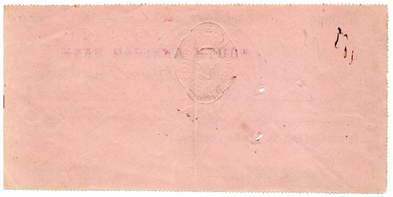 25 July 1890 Cape Of Good Hope Savings Bank Society Union Bank, 4 Pounds Cheque, Signatur and Ink St