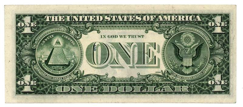 1974 United States of America 1 Dollar Washington Pick#455, front miss-alignment centering