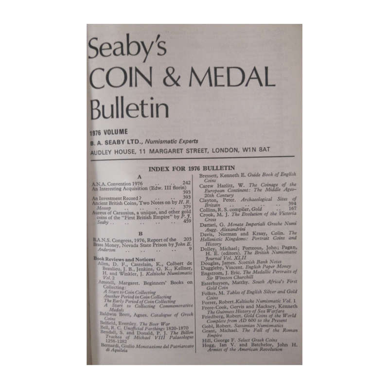 1976 Seaby`s Coin And Medal Bulletin- All 1976 Monthly Issues Hardcover w/o Dustjacket