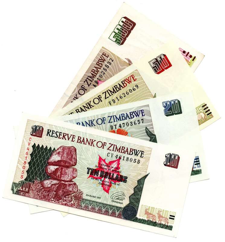 1994-2004 Reserve Bank of Zimbabwe note lot $10 TO $500