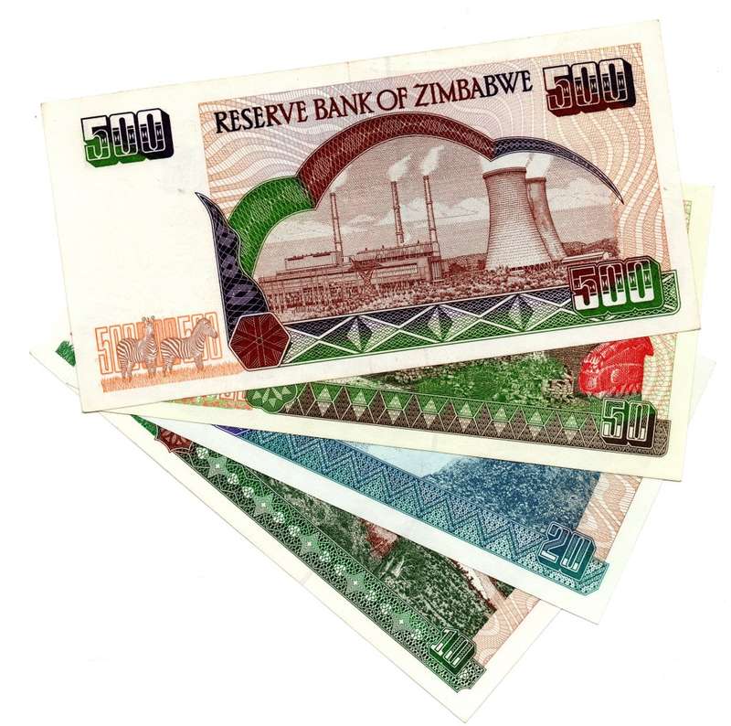1994-2004 Reserve Bank of Zimbabwe note lot $10 TO $500