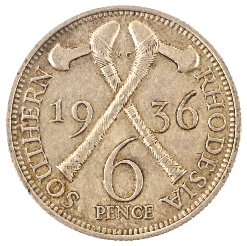 1936 Southern Rhodesia 6 Pence, 675k Minted .925 Silver KM#2