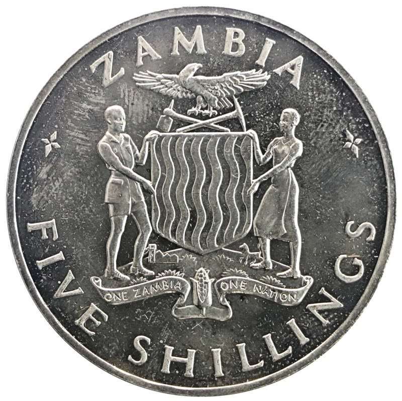 1965 Zambia Independence Proof 5 Shilling
