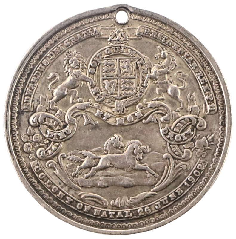 1902 South Africa Colony of Natal Coronation of King Edward VII .925 Medallion 29mm 12g
