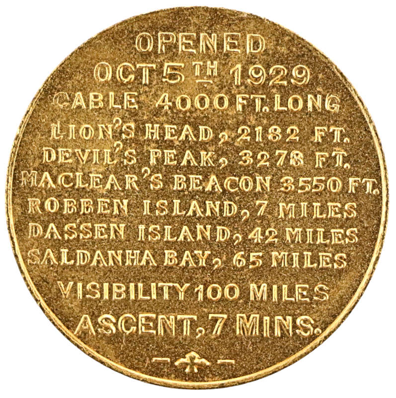1929 South Africa Table Mountain Aerial Cableway Bronze Medallion