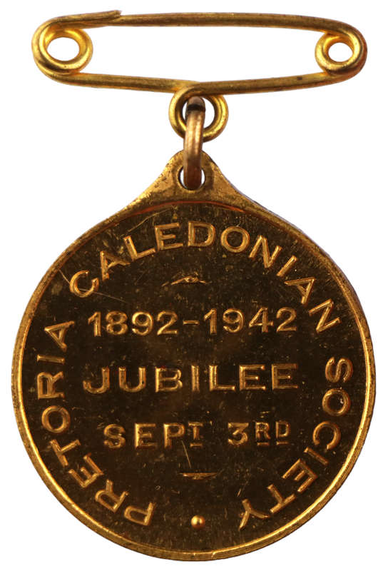 1942 South Africa Pretoria Caledonian Society Jubilee 1892-1942 September 3rd Medallion