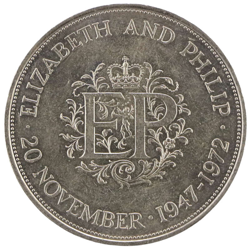1972 Great Britain Commemorative 25 Pence, 25th wedding anniversary of Queen Elizabeth II and Prince