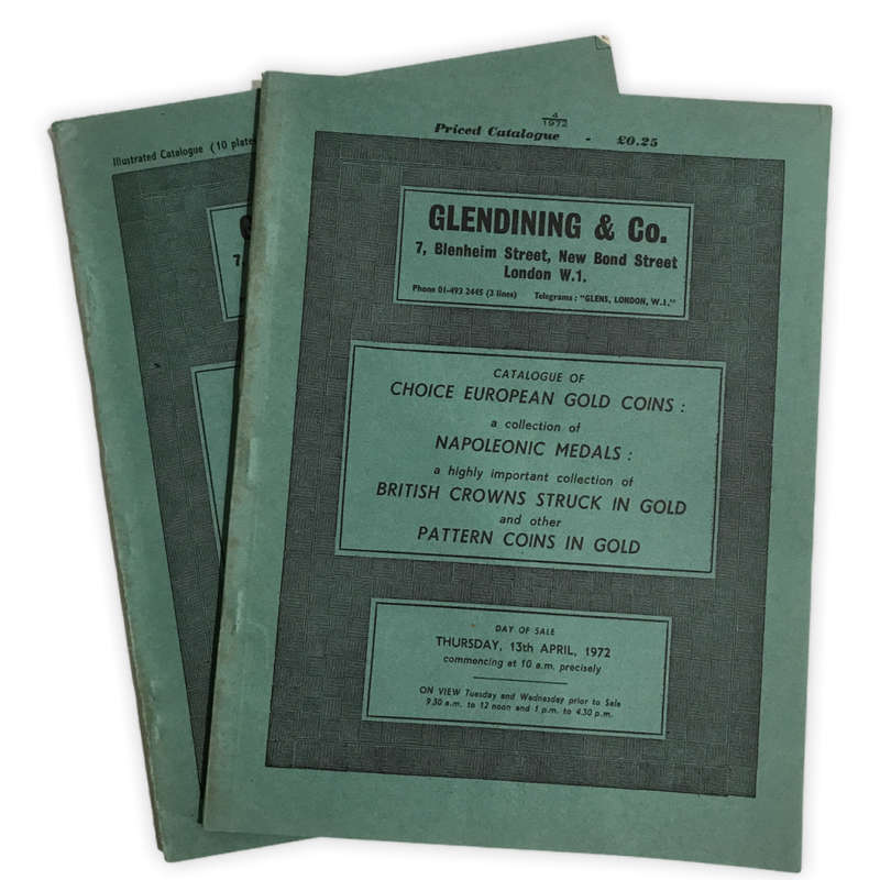 Glending & Co. 1972 x 2 Auction Catalogues of European Gold, Napoleonic medals, Pattern Coins  (some