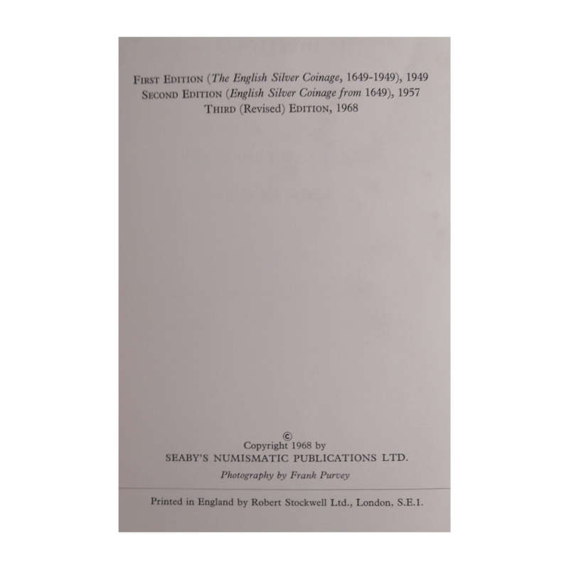 1968 The English Silver Coinage From 1649 by H. A. Seaby and R. A. Rayner Hardcover w/ Dustjacket