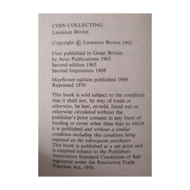 1970 Coin Collecting by Laurence Brown Softcover