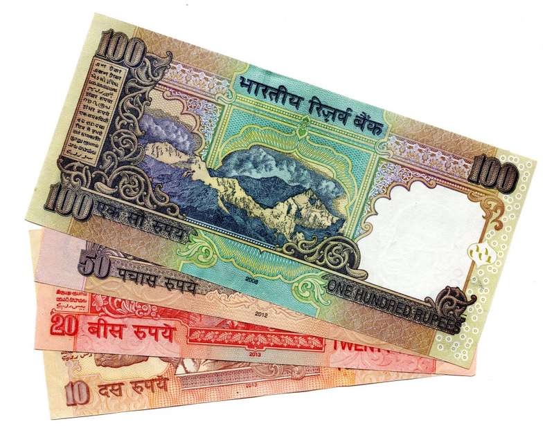 Set of India 10, 20, 50, 100 Rupees all Low Serial #000001