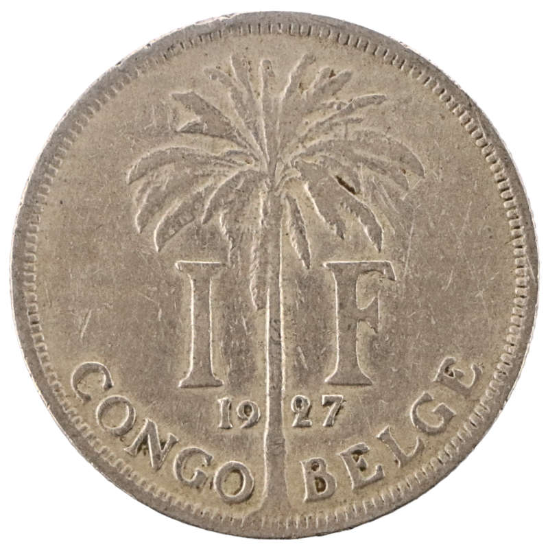 1927 Belgium Congo 1 Franc French text KM#20