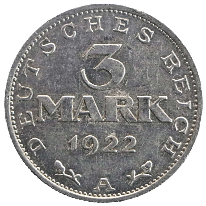 1922-A German Weimar Republic (Berlin) 3 Mark KM#28
