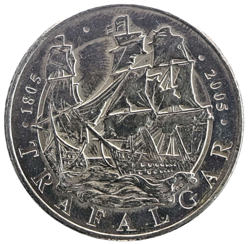 2005 Great Britain 5 Pounds 200th anniversary of the Battle of Trafalgar KM#1053