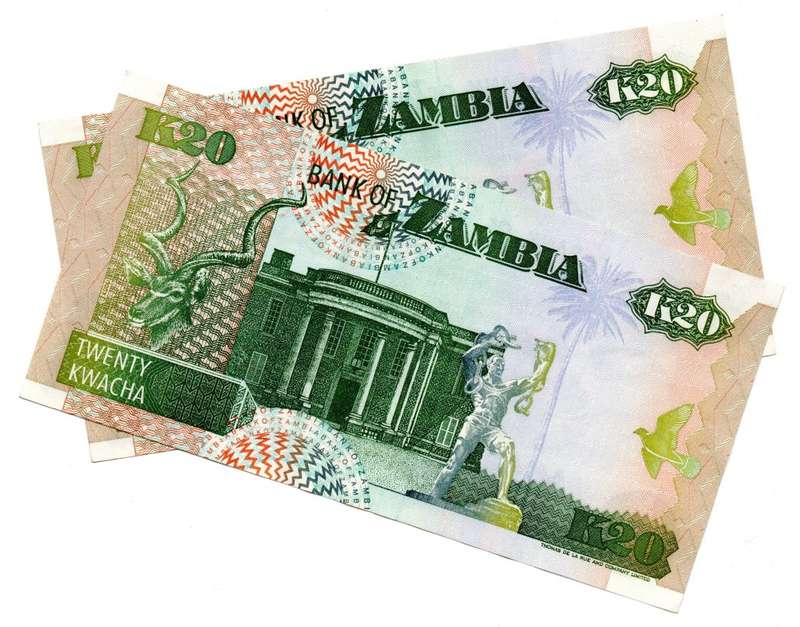 Lot of 2 x 1992 Consecutive Zambia 20 Kwacha Signature 11 "AG0480632 to AG0480633" Pick#36b
