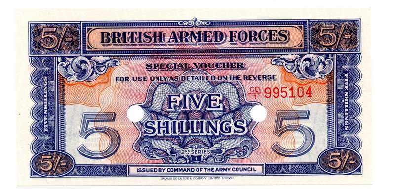 1948 British Armed Forces 5 Shilling, cancelled