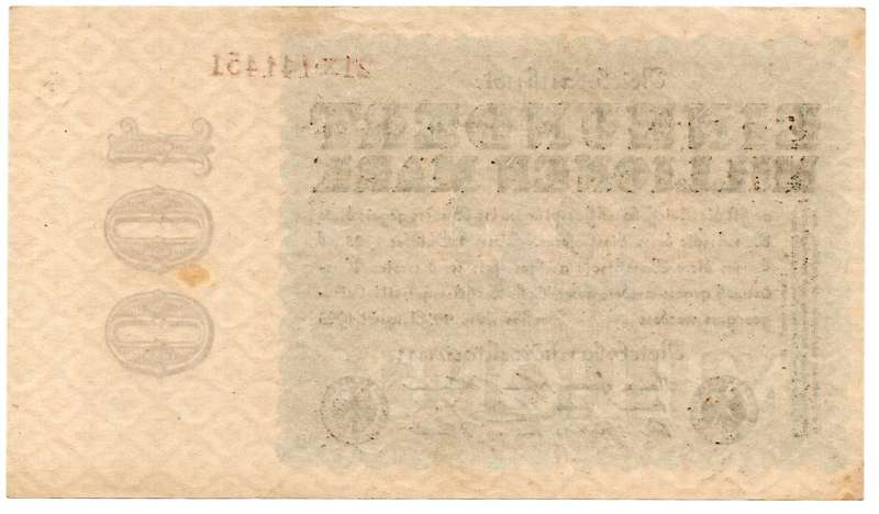 1923 German Berlin 100 Mark
