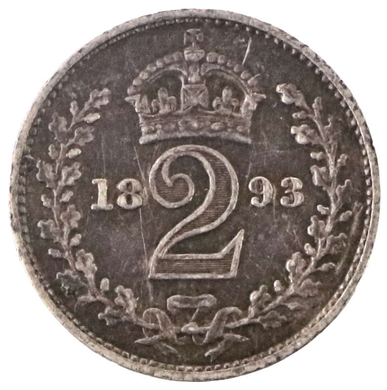1893 Great Britain 3rd portrait Maundy issues 2 Pence, 14 000 Mintage