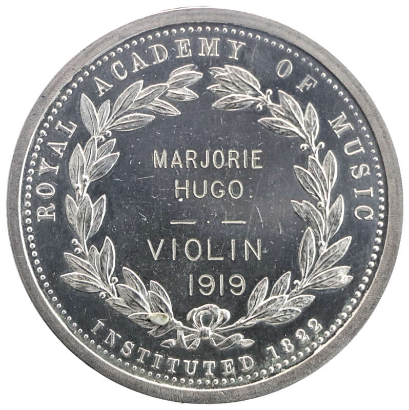 1919 Royal Academy of Music Proof Medallion, Awarded to Marjorie Hugo for Violin
