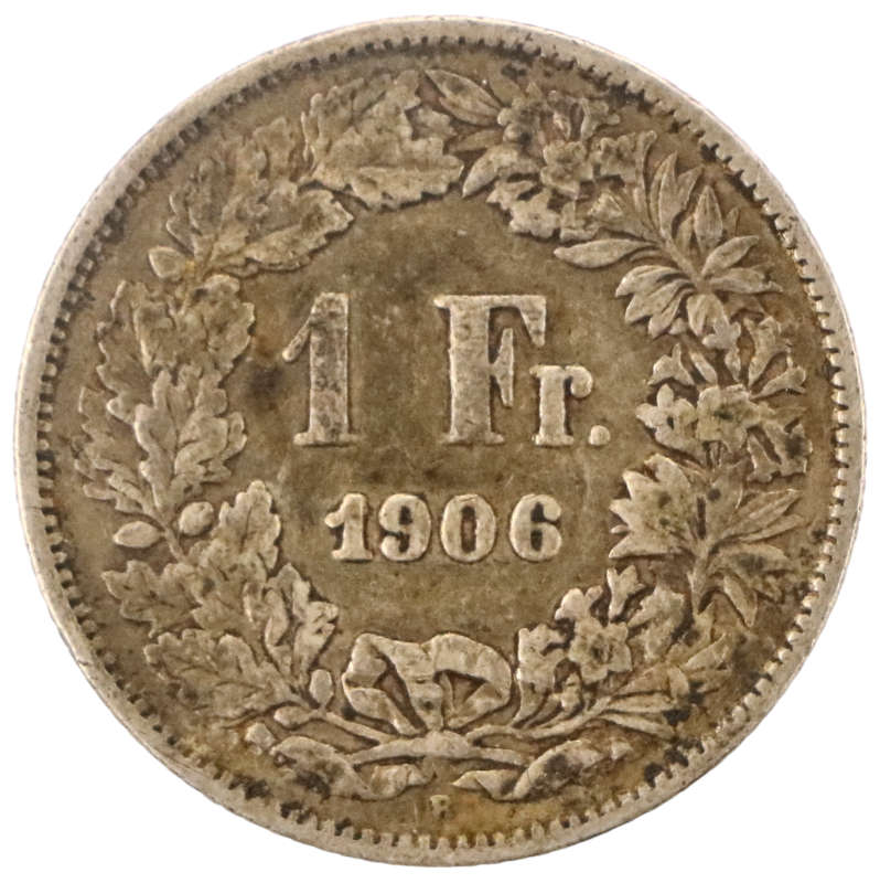 1908 Switzerland .835 Silver 1 Franc KM#24