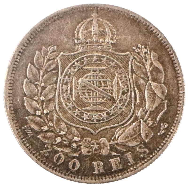 1868 Brazil .835 Silver 200 Reis KM#471