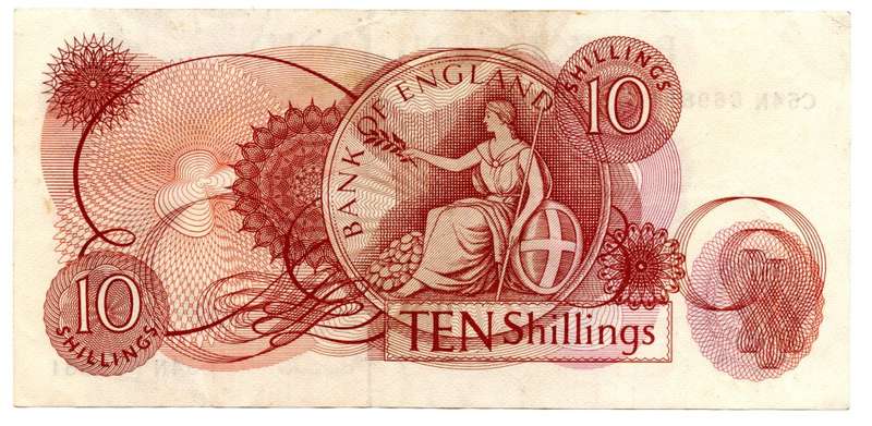 1961 Great Britain 10 Shillings Signature J.S. Fforde Pick#373c