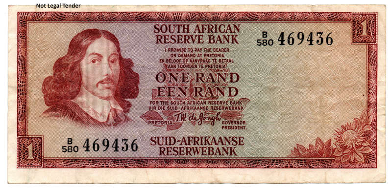 1967 South Africa TW De Jongh Type 7 First Issue R1, Slight off centre printing