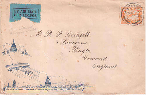 South Africa SG41 used on special envelope 1932