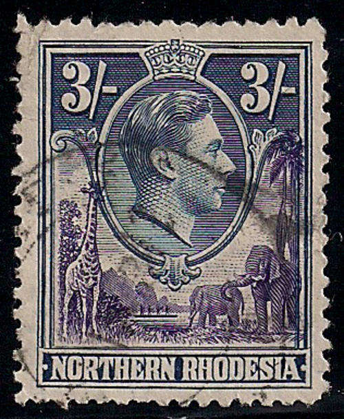 Northern Rhodesia 1938/52 used Definitive issue 3/-