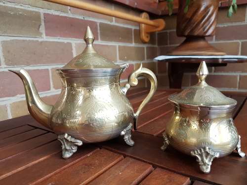 Brass Teapot and sugar bowl